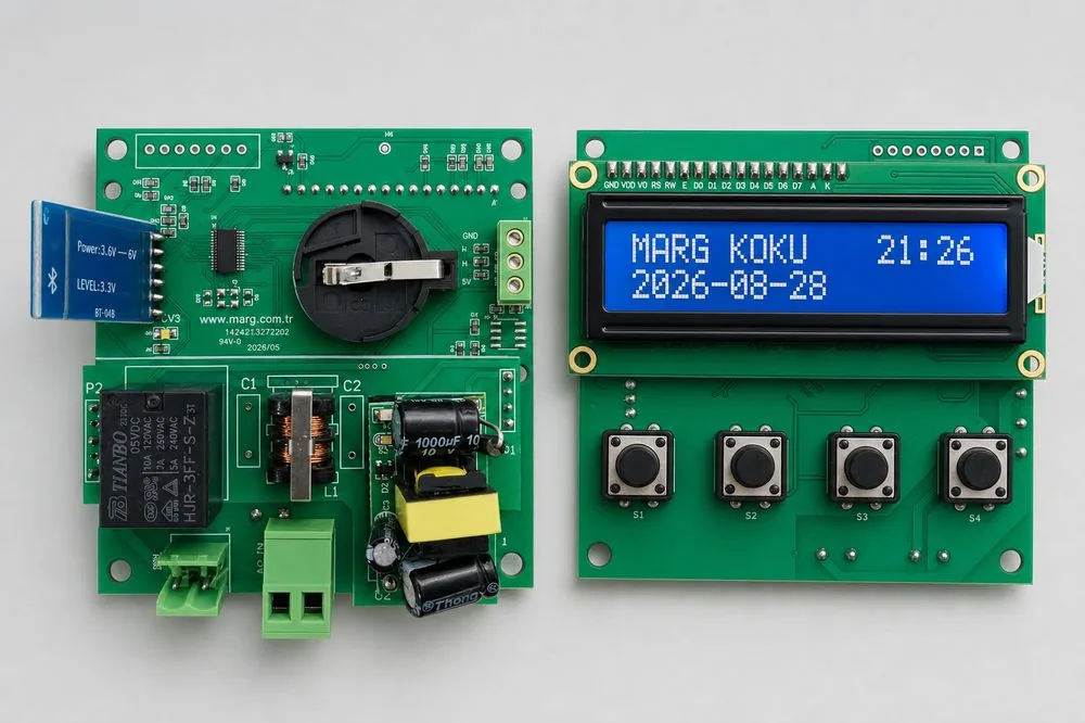 V3 Hibrit: güç kartı, BLE modülü ve LCD panel kartı